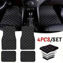 4-Piece Universal Car Floor Mat Set, With PVC Leather Surface, Fashionable Quilting Pattern, Water And Stain Resistant, Suitable For All Seasons, Deep Edge Design Can Effectively Absorb Dust, Bottom With Anti-Slip Material, Easy To Clean And Install. - Multicolor - View 2