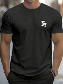 ChristmasNEOREFINED Men's Casual Short Sleeve Round Neck Letter Print Shirt, Men's SetHot Item - Black - View 2