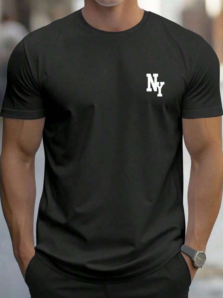 ChristmasNEOREFINED Men's Casual Short Sleeve Round Neck Letter Print Shirt, Men's SetHot Item