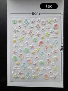 1pc Holographic Laser Shell Starfish Coral Sticker, Summer Beach Ocean Style Waterproof Self-Adhesive No Residue, Digital Camera Phone Case Fresh Vacation Style DIY Decorative Sticker, Digital Peripheral Gentle Beach Atmosphere Beautification Sticker - Dreamy Jellyfish Shell - View 6