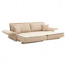Modern Minimalist Fabric Sofa With Multifunctional Conversion: Comfortable Sofa Bed For Living Rooms, Offices And Studios, Foldable Double Sofa Bed For Small Apartments. - 米色 - 查看 10