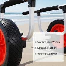 [Free Shipping] Wide Adjustable Canoe Carrier 12inch For Beach Sand Grass, Flatfree Wheels Boat Dolly Heavy Duty Kayak Trolley Adjustable Width Design Solid Tires Transport Tool-XY918670 - Multicolor - View 6