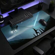Thảm bàn phím gaming cỡ lớn Silhouette Man Catching Shooting Star, in nghệ thuật bầu trời sao băng núi sương mù, đế cao su chống trượt, tấm lót chuột kéo dài chống nước, trang trí máy tính để bàn gaming - Xem 3