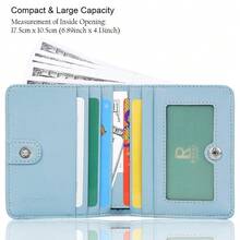 Women's Small Slim Leather Wallet With RFID Protection, Compact Bifold Mini Purse With Clear ID Window - C:Hand Graining Leather-blue - View 3