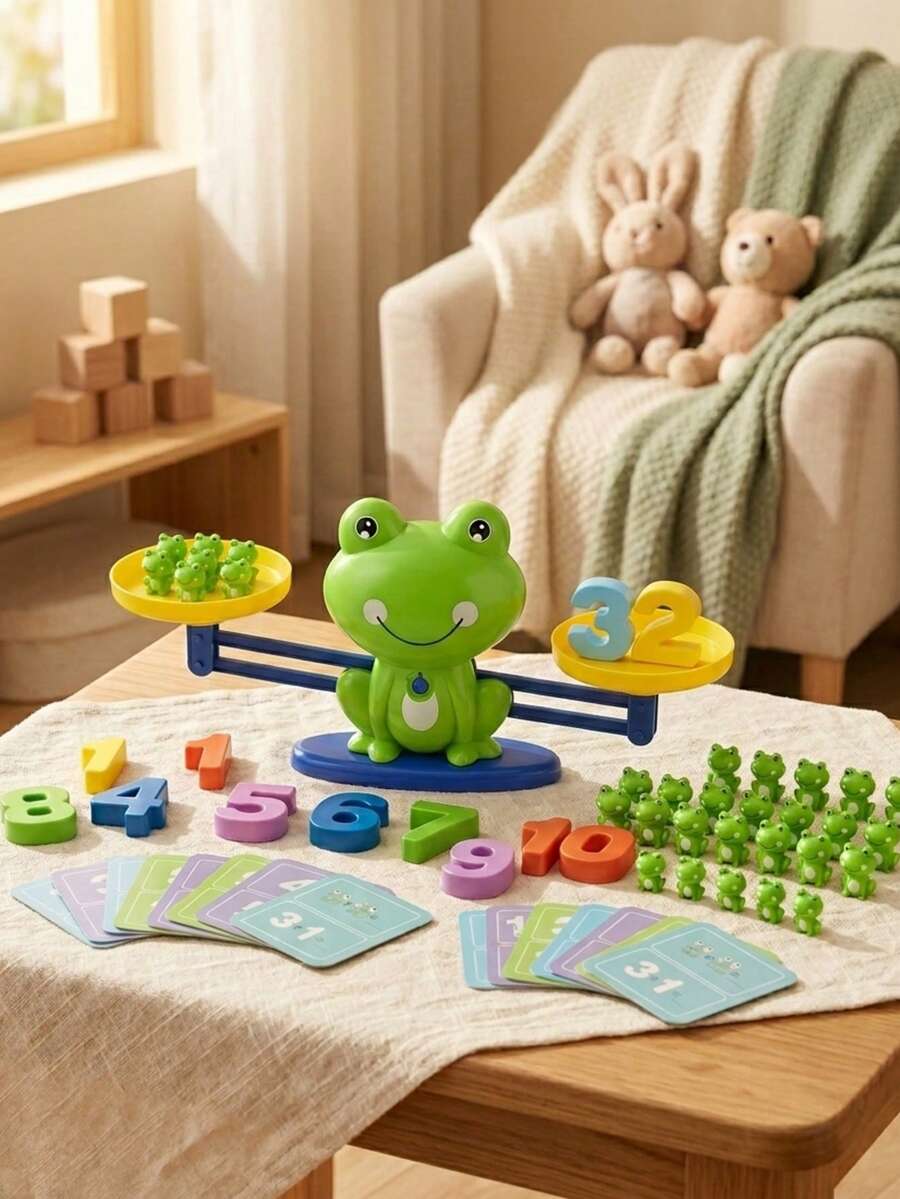 Random Frog Balancing Math Toy Set, Interactive Weight Stacking And Counting Game, Suitable For Kids, Logical Thinking And Intellectual Development, Girls Toy, Educational Counting And Weight Comparison Activities (Birthday/Christmas/Halloween Gift)