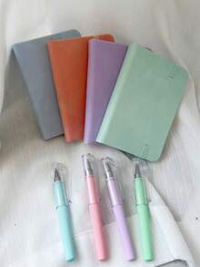 2 PCS Artificial Leather Pocket Notebook Set - A Soft Mini Diary, Each Book 96 Lined Pages, Elastic Closure, Back To School, First Day Of School - Multicolor - View 7