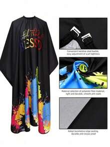Graffiti Patterns Decorative Hair Cutting Cape, Waterproof And Dustproof Hair Dyeing Apron, Broken Hair Cleansing Brush, Beard Brush, Professional Hairdressing Accessories For Barber Salon Uses - Multicolor - View 6