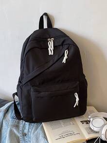 1 Set Back To School Fashion Casual Solid Color Backpack Set, Backpack + Tote Bag + Crossbody Bag + Pencil Case, Large Capacity With Laptop Compartment, Solid Color Student Backpack, Adjustable Shoulder Strap + Multi-Pocket Lightweight Portable School Bag, Zipper Bag Set, Suitable For Graduates/Students/Teenage Girls, Perfect For Outdoor Travel/Middle School/High School/College Use - 2186 - View 24