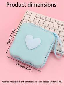 Portable Large Capacity Data Cable Storage Bag, Cute Heart-Shaped Candy Colored Zipper Storage Bag, Digital Accessory Storage Box, Anti Drop Zipper Bag, Can Store Data Cables/Headphones/Change/Keys/Small Documents/USB Drive/CCD Camera, Etc - View 3
