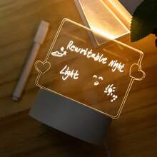 1pc Creative Glowing Heart Pattern Night Light With Erasable Pen, Mother's Day Father's Day Valentine's Day Gift, Home Decor Night Light, Tabletop Decorative Lamp, Valentine's Day Scene Decoration - Warm white light - View 5