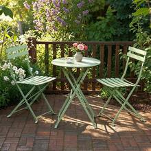 3pcs Folding Bistro Furniture Set For Outdoor Use, Including Table And Chairs For Garden And Balcony - Black - View 2