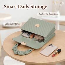 Small Lightweight Square Crossbody Handbag, Heart Decor Snap Button Design, Business Casual Accessory For Teen Girls, Students And Office Workers - 薄荷綠 - 查看 2