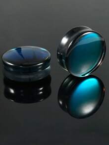 1PC Black AB Gradient Glass Ear Tunnels Plugs Rainbow Round Waist Solid Plug Saddle Expander Stretchers Ear Gauges Weight Piercing Body Jewelry - 1 Piece Of Black Glass Ear Amplifier - View 5