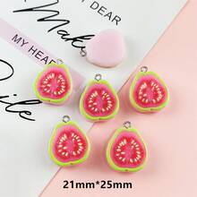 5pcs Resin Colorful Faux Sliced Watermelon Strawberry Pineapple Orange Fruit Pendants DIY Handmade Jewelry Accessories - Multicolor - View 24
