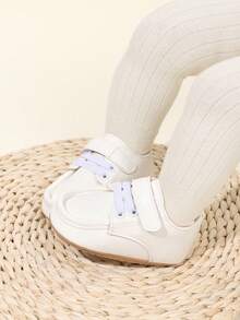 1 Pair Boys Solid Color PU Hook And Loop Design Non-Slip Breathable 0-15 Months Infant Walking Shoes Retro Classic Versatile Casual Sports Shoes Suitable For Spring And Autumn - White - View 7