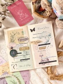 1 Pack 30pcs Vintage Aesthetic Theme Planner Stickers, Creative Art Stickers, DIY Decoration Collage Craft Materials, Holiday Gift, Personalized Scrapbook School Stationery Supplies School Supplies - W.P. - View 9