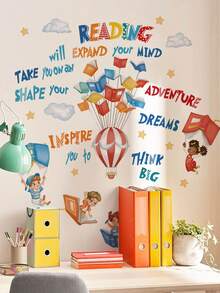 mama look 1pc, 30*120cm, Educational Learning Wall Sticker, Building Blocks Puzzle, Student Reading, Positive Encouragement Quotes, PVC Self-Adhesive Removable Wall Sticker, Suitable For Bedroom, Living Room, Study, Dining Room, Bathroom, Home Wall Decoration, Room Decor, Etc. - Multiple Styles - View 3