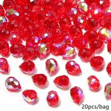 20 piezas de cuentas de vidrio facetado brillante con forma de lágrima de fresa de 8x11mm en colores vibrantes, se pueden usar como decoración de ventana, decoración colgante, cuentas de cristal artificial - Cuentas para hacer joyas DIY y combinaciones de cuentas, adecuadas para hacer pulseras únicas, aretes, teléfonos de cristal, accesorios para el cabello, tocados, colgantes, decoración de ropa y manualidades - Perfectas para proyectos creativos y accesorios de moda - gotas de agua con perlas de fresa - Ver 18