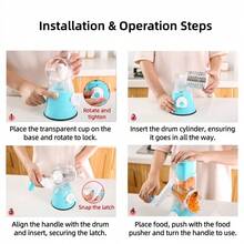 1pc Cambom Hand-Crank Rotary Cheese Grater, Suitable For Fresh Cheese, Vegetables, Nuts, Non-Slip Suction Base, PP Material, Random Style - Multicolor - View 4