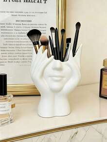 1pc Handmade Creative Human Body Art Makeup Brush Holder, Unique Human Body Art Makeup Brush Holder, Desktop Makeup Brush Storage Box, Anti-Drop Design, Sculpture Decor, Handmade Desktop Or Bathroom Cosmetic Box, Gift, Back To School Pencil Storage - Multicolor - View 10