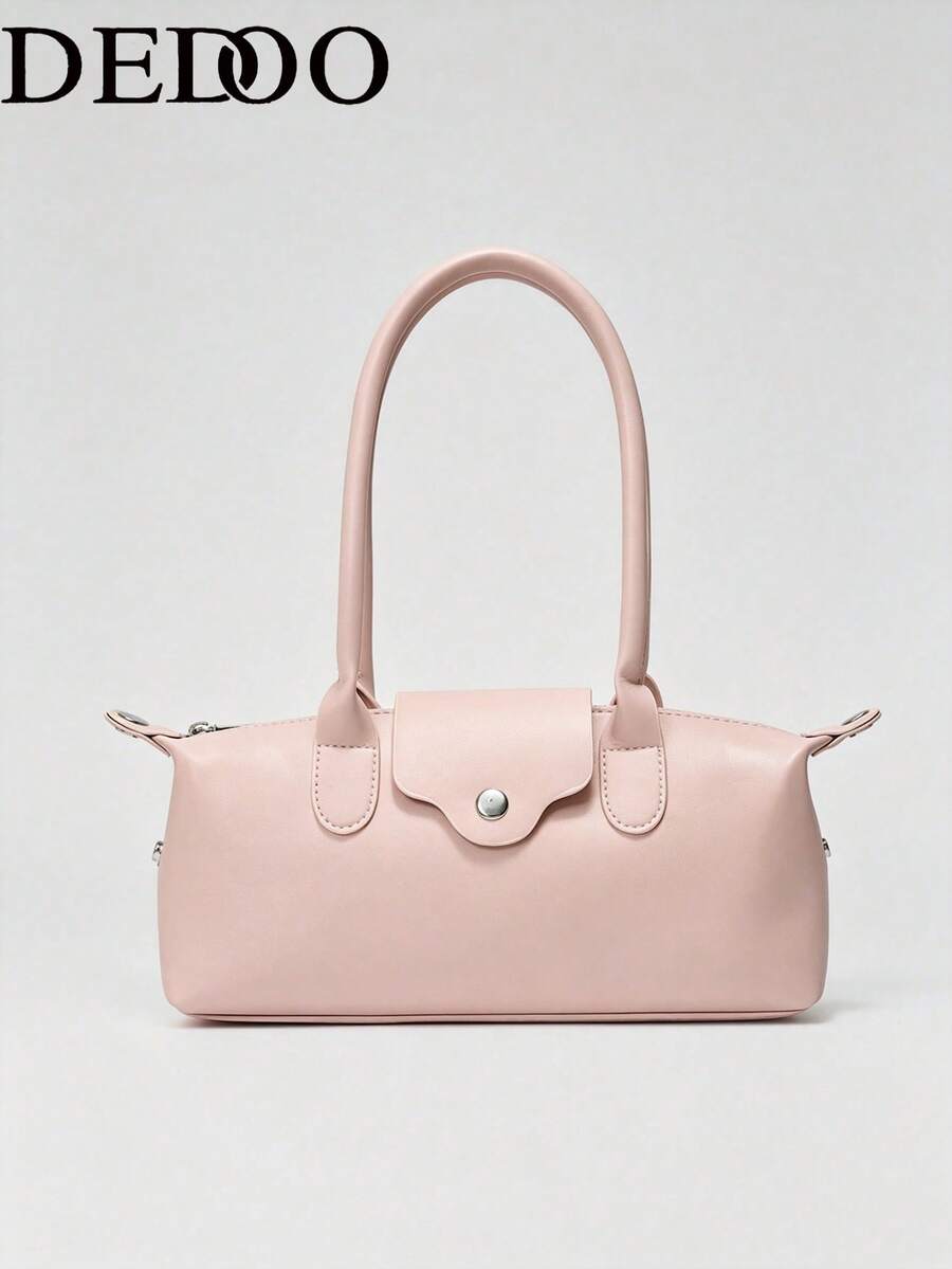 Dedoo Bolso de mano mini clásico de nylon con bloques de color para primavera/verano, bolso bandolera minimalista versátil con forma de concha y correa larga para el hombro
