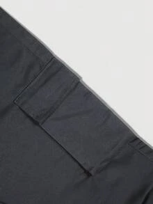 Men's Black Loose Fit Flared Cargo Pants With Multiple Pockets, Versatile Long Pants For Fitness, Hiking, Streetwear, Summer - Black - View 6