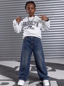 Tween Boys' Denim Long Pants, Spring/Autumn - Dark Wash - View 4