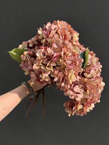 6/3/1件裝人造繡球花花束，仿真植物室內裝飾，秋季裝飾，中心裝飾品，生日派對，婚禮花藝布置，家居裝飾，餐廳，臥室，窗台，花瓶，情人節禮物，新年，戶外花園，背後 - 中紫紅色 - 查看 5