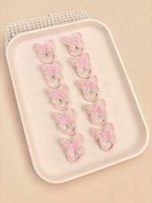 Set de 6 gomas para el pelo finas y elásticas para niña con mariposa 3D de purpurina transparente aleatoria, accesorio versátil, dulce y bonito para uso diario, citas, deportes, escuela y estilo casual - Multicolor - Ver 5