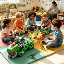 Best-Selling 3-In-1 Transformable Mecha Tyrannosaurus Rex Storage Racing Car, Free Assembly Extendable Track For Enhanced Play Experience, Multiple Cars Synchronized Battle Competition Full Of Fun, Boys And Girls Love It, Exquisite Holiday Gift For Halloween And Birthday Atmosphere - Multicolor - View 5