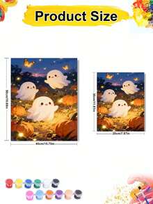 Pintura por números DIY en lienzo con calabazas y fantasmas lindos de Halloween, decoración para el hogar para adultos, regalo festivo hecho a mano - Conjuntos - Ver 5