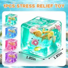 1pc Cube Soft Stress Relief Toy, Cube Stress Ball, Soft Slow Rebound Stress Sensor Toy, Shell-Shaped Soft Stress Relief Toy, Stretchable Pressure Relief Toy - Multicolor - View 2
