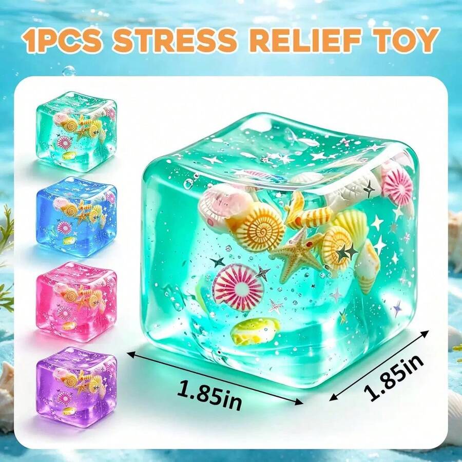1pc Cube Soft Stress Relief Toy, Cube Stress Ball, Soft Slow Rebound Stress Sensor Toy, Shell-Shaped Soft Stress Relief Toy, Stretchable Pressure Relief Toy