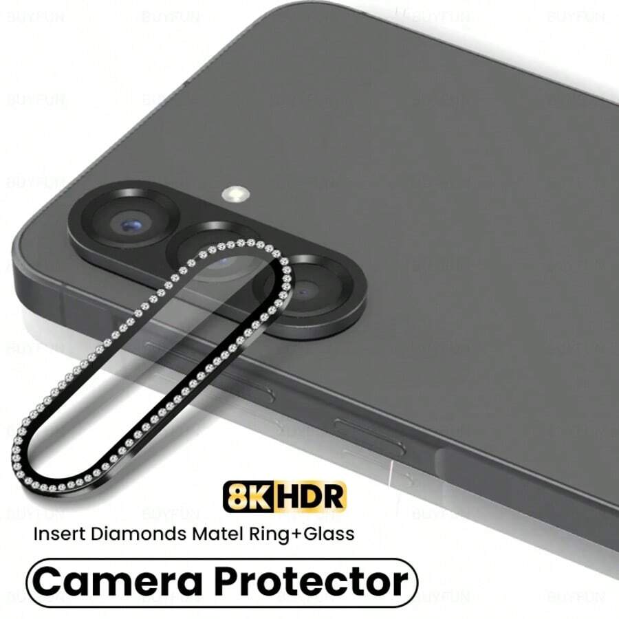 1件 適用於 Galaxy A56/A36/A26 水鑽金屬一體式鏡頭保護膜 鋼化玻璃相機保護膜 彩色/銀色/黑色/粉色/紫色/藍色/金色 鏡頭保護膜 防摔防刮 - 彩色 - 查看 1