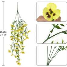 1pc Outdoor Artificial Flower Hanging Decor, Eucalyptus Silk Pansy Vine, UV Resistant, Green Plant, Anniversary, Graduation, Wedding Party, Home Office, Porch, Garden Yard Wall, Spring Summer Decoration - Yellow - View 3