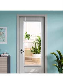 EDIMENS Full-Length Mirror, 160 X 50 Cm, Curved Standing Mirror, Aluminum Alloy Frame, Tempered Glass, For Bedroom, Living Room, Wardrobe - 110x40cm-Weiß - 查看 3
