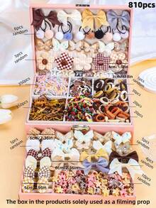 810/12/10pcs/Set Brown Cute Hair Accessories Set, Includes Butterfly, Star, Bow Hair Clips, And High Elasticity Multiple Hair Ties And Scrunchies - Suitable For Girls And Children, Perfect For School, Party, Play And Daily Hairstyles. Super Cute Styles Inspire Creativity - Multicolor - View 10