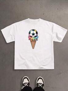 Herren Urban Grafik Muster T-Shirt aus weicher Baumwolle mit Rundhalsausschnitt - Weiss - Übersicht 2