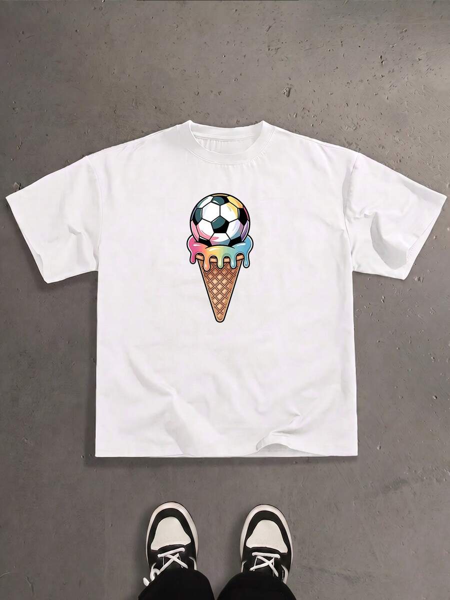 Herren Urban Grafik Muster T-Shirt aus weicher Baumwolle mit Rundhalsausschnitt