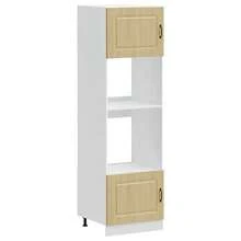 vidaXL Spülenunterschrank Kalmar Helle Eiche Khaki 80x46x81,5 cm Holzwerkstoff, Küchenunterschrank, Unterschrank für Küche, Küchenzeile, Küchenschrank - hellbraunes Khaki - Übersicht 29