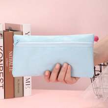 1 Creative Korean Canvas Pencil Case Simple Solid Color Coin Purse Student Pencil Bag Storage Bag Stationery Bag Suitable For Office Desktop Stationery Storage School Supplies Makeup Storage Bag. - Multicolor - View 3