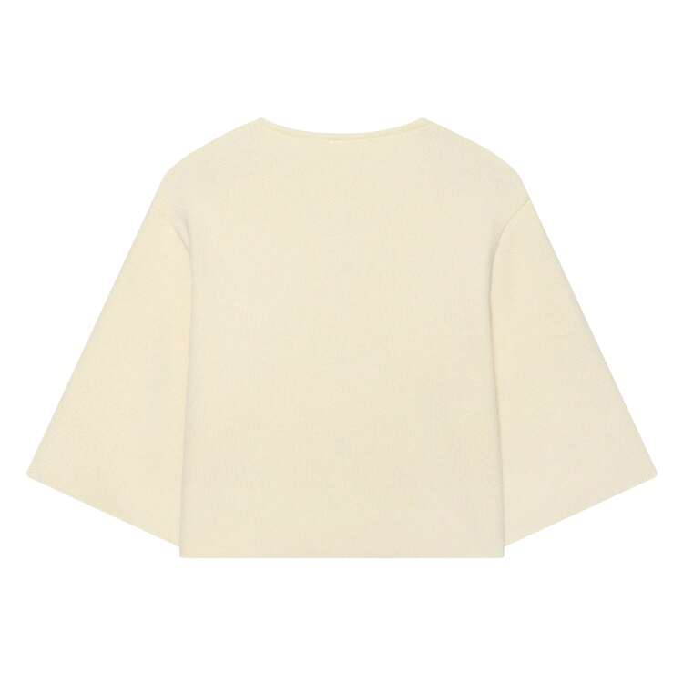 Cárdigan de punto elegante de unicolor para mujer, con diseño de botones grandes, manga media y cuello redondo - Blanco - Añade 8
