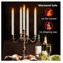 Paquete de 36 velas cónicas sin llama color marfil con control remoto, velas LED de 27 cm con batería. Seguras, sin riesgo de incendio, para bodas, iglesias, hogar y decoración de fiestas. - Marfil - Ver 3