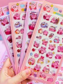 Japanese Cartoon Embossed Fun Stickers Crystal Diamond Children's Decorative Stickers Solid Stickers Cute 3D Embossed Stickers, Fun Sticker Games For Kids, Office And School Decorative Stickers, Craft Reward Puzzle Stickers, Transparent Embossed Creative Craft Stickers. - Multicolor - View 2