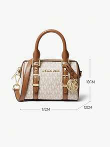 Michael Kors Bedford Legacy 極小 Logo 托特手提包，女款皮革斜挎包，時尚購物旅行派對單肩包錢包 - 白棕色 - 查看 10