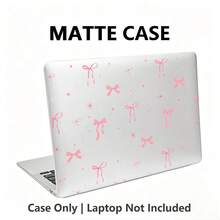 1件裝粉色蝴蝶結UV印花筆電保護殼，透明硬殼保護套，適用於MacBook Air與Pro，耐用塑料 - 查看 1