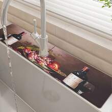 1pc Romantic Wine Pattern Rubber Faucet Splash Guard, Bathroom Faucet Anti-Splash Mat, Mud Guard, Moisture-Proof Non-Slip Faucet Pad, Kitchen Countertop Accessory. Protect Your Kitchen Countertop. - Multicolor - View 10