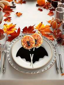 10/20PCS Halloween Black Bat Placemats, Cutlery Racks,Suitable For Various Occasions Such As Home, Kitchen, Hotel, Bar, Cafe, Restaurant, Etc., Perfect For Halloween, Holiday Parties, Adding Atmosphere To The Festive Season - View 7