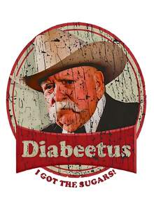 Vintage Cowboy Diabeteetus Distressed Cotton Tee With Retro Western Style - 黑色 - 查看 2