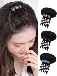 1/2 Pcs Invisible Fluffy Hair Volume Pads, 5 Teeth Root Clips Prevent Flat Top Hair, Practical Updo Styling Hair Accessories - Multicolor - View 2